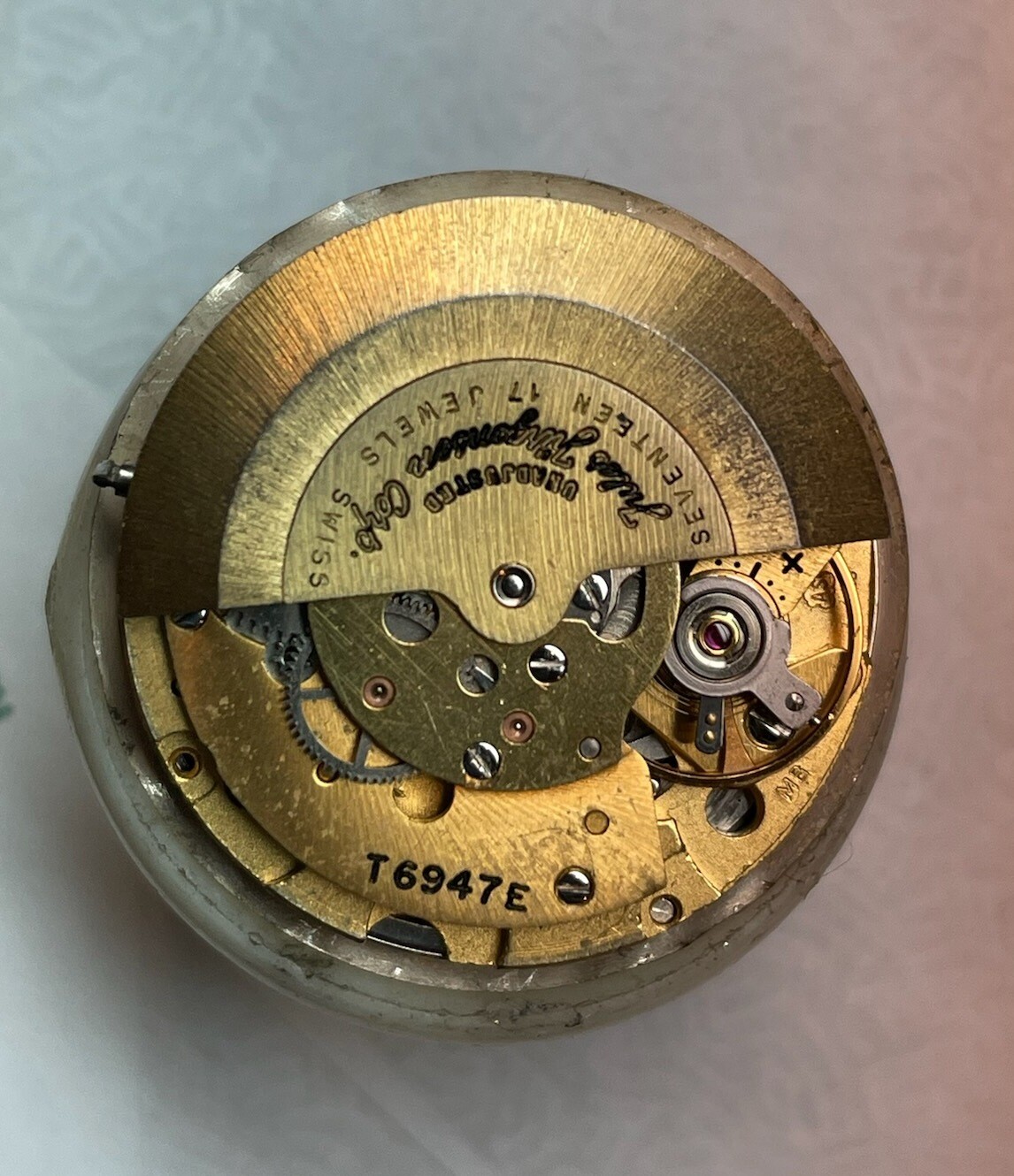RARE Jumbo Jules Jurgensen 39mm Watch Day Date 10K Yellow Gold Plated Auto.