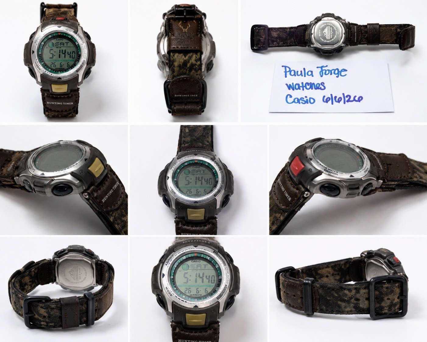 Casio Pathfinder PAS-410B Hunting Timer Digital Watch Leather Canvas Band