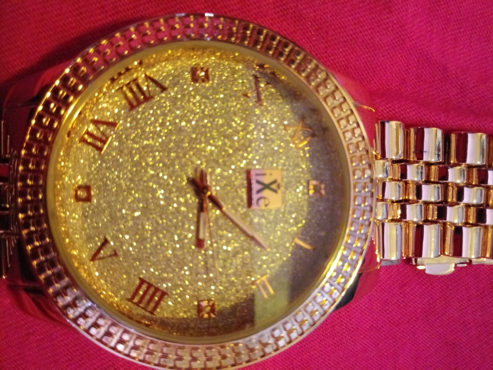 IXE QTZ diamond Wrist Watch for Men – Gold Ion Roman designer.