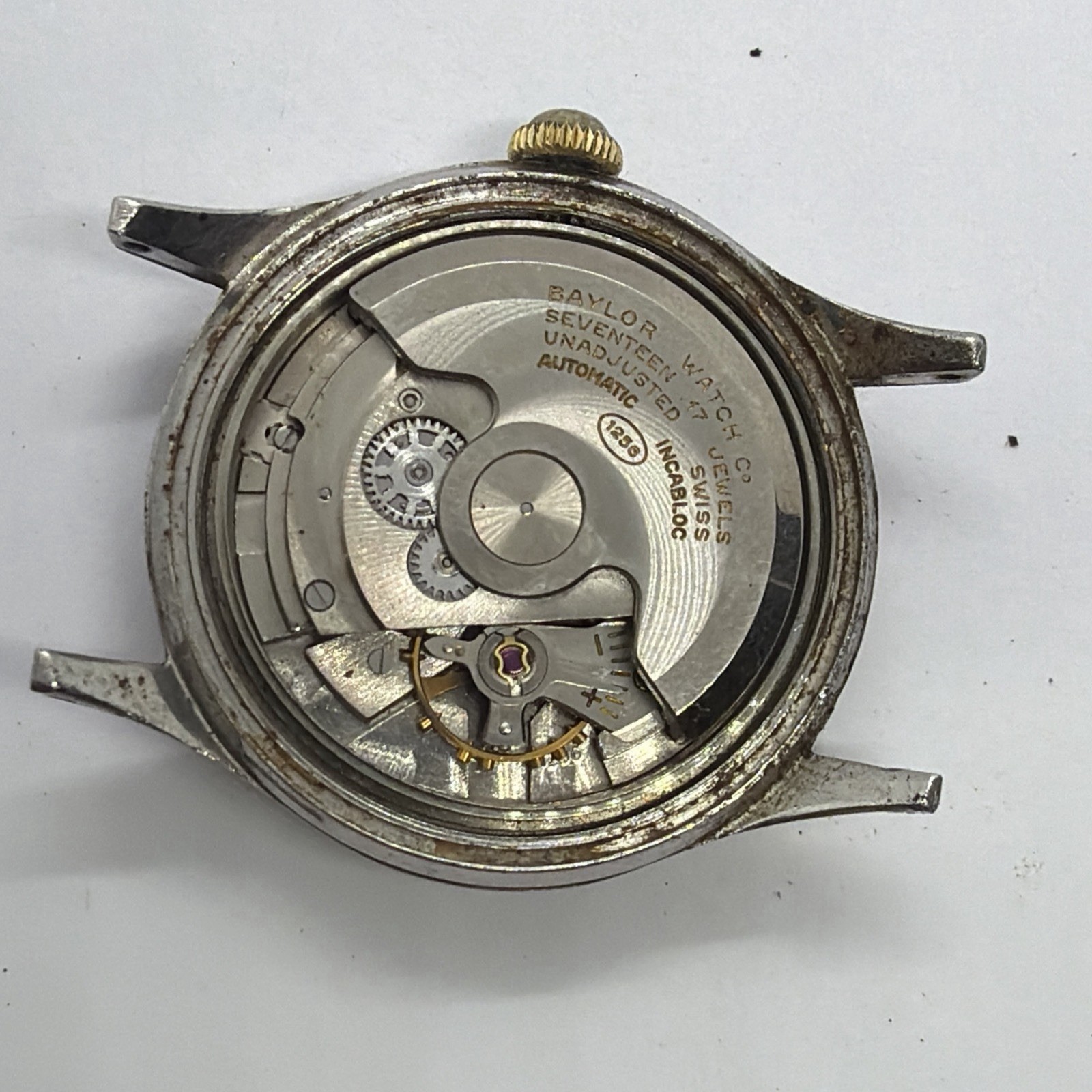Vintage Baylor 17 Jewels 1256 Automatic Men’s Watch Gold Bezel Cap Runs Some (44