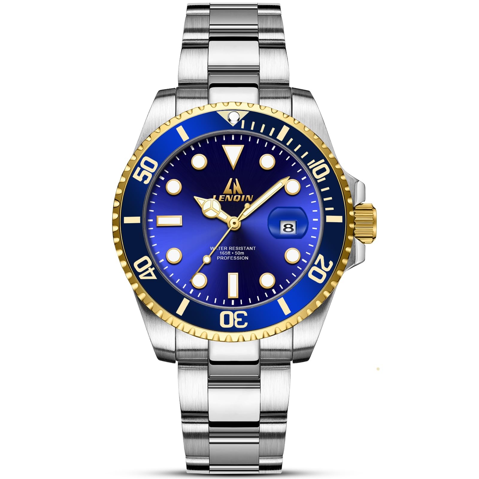 LN LENQIN Mens Watches Stainless Steel Waterproof Analog Quartz Watch for Men…