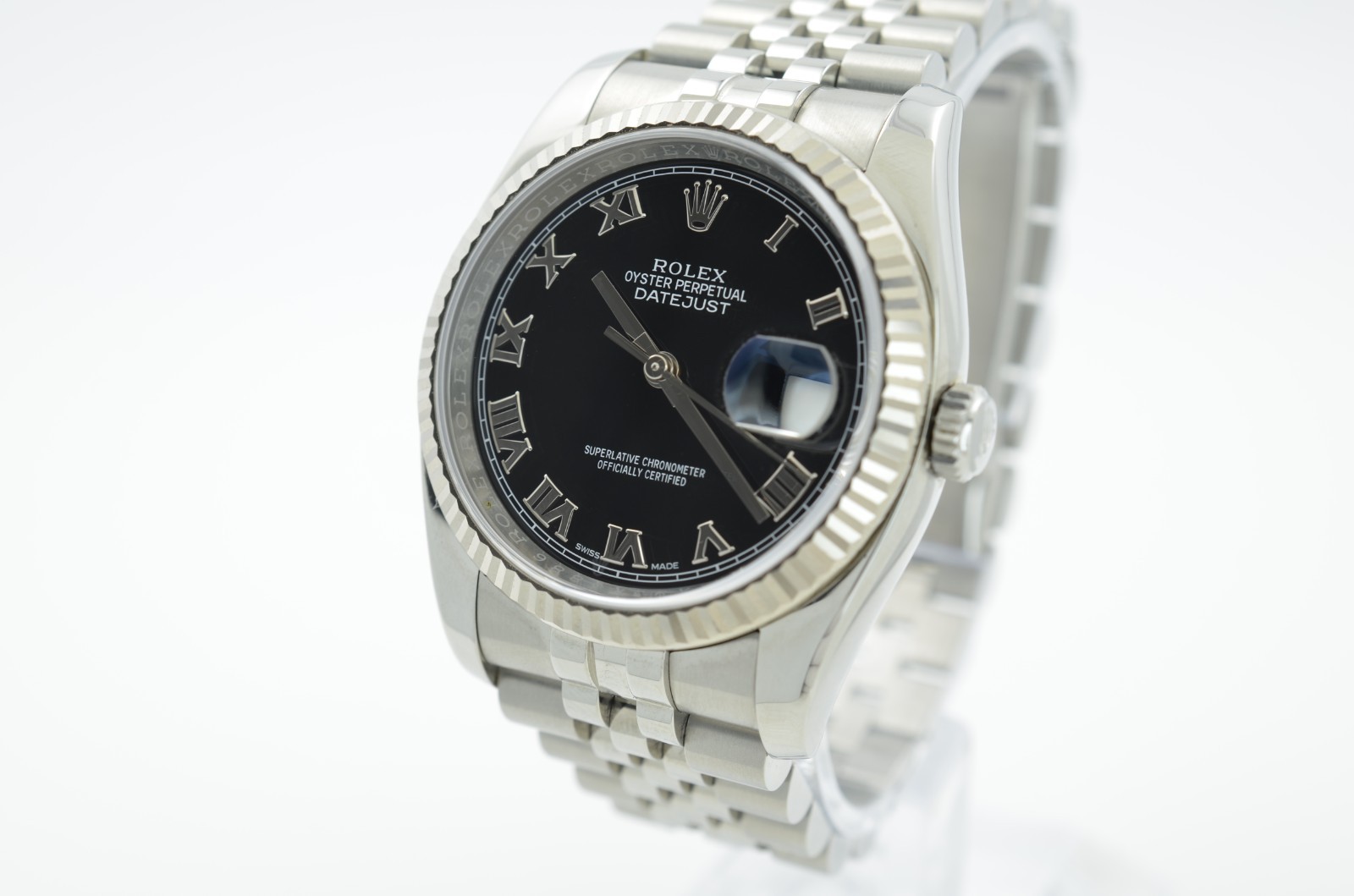 Rolex Datejust 36mm 116234 black Roman numeral rare dial mint 2017 box & paper