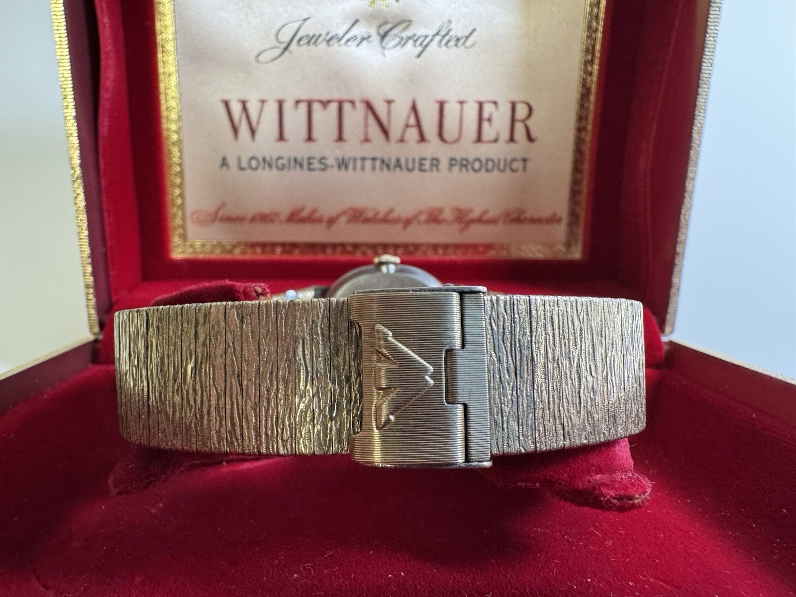 wittnauer dual-time mechanical swiss wristwatch with box & paper