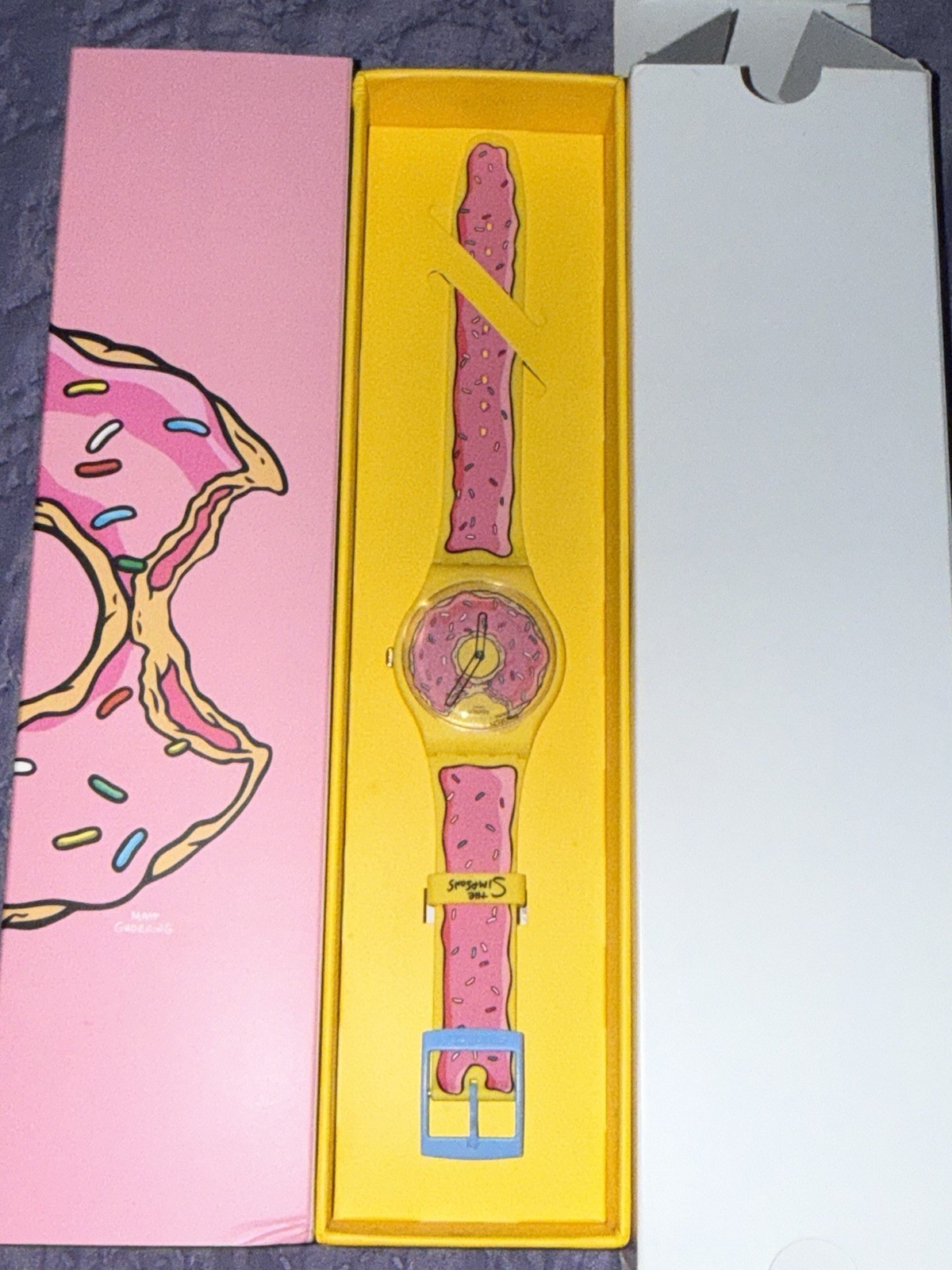 New Swiss Swatch X THE SIMPSONS SECONDS OF SWEETNESS Watch 41mm SO29Z129