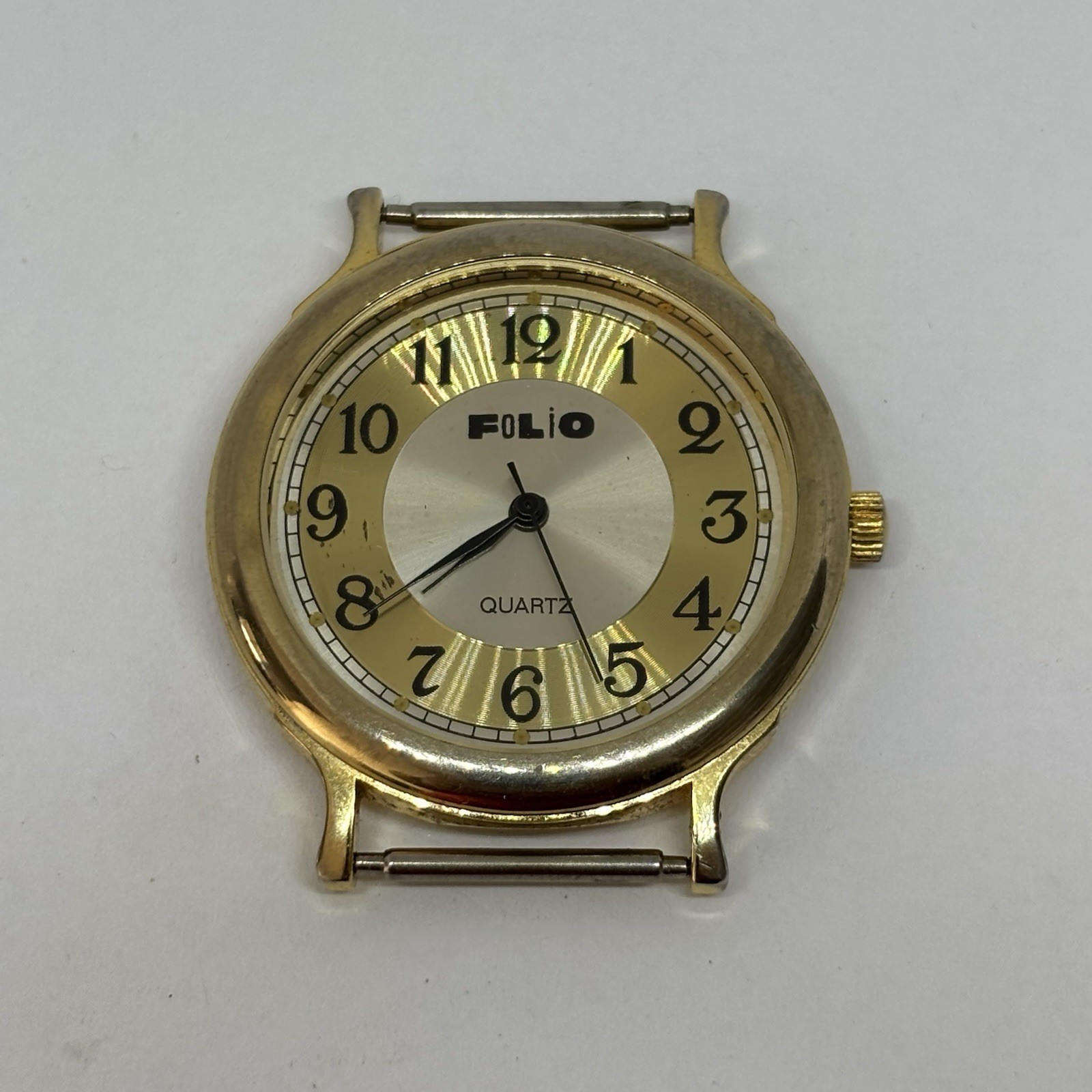 Folio Watch Quartz Analog New Battery Gold Tone 38mm