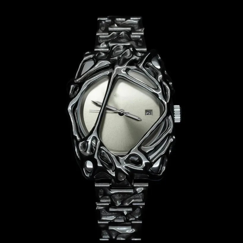 Minimalist Irregular Dial Men’s Watch Gothic Punk Street Fashion Wristwatch Gift