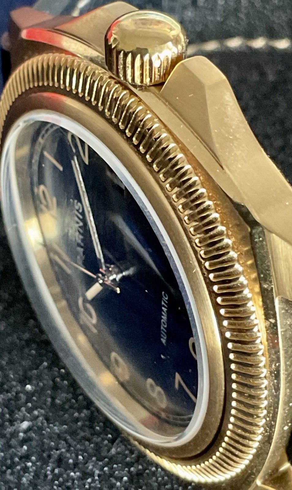 EUC Classic 41mm Black/Gold Automatic Parnis Cushion Case Fluted Bezel Date