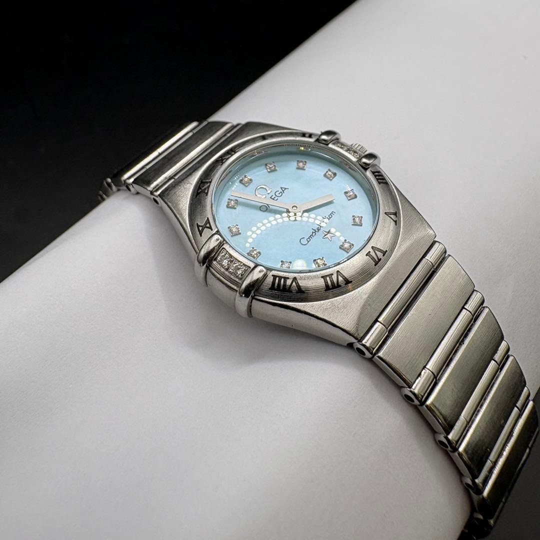Omega Constellation Quartz Watch 1566.76 Blue Shell Dial Diamond