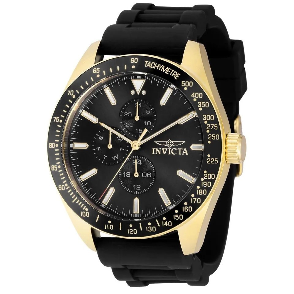 Invicta Aviator Nomad Men’s Watch Quartz Multifunction Gold Tone Black 38404 NEW