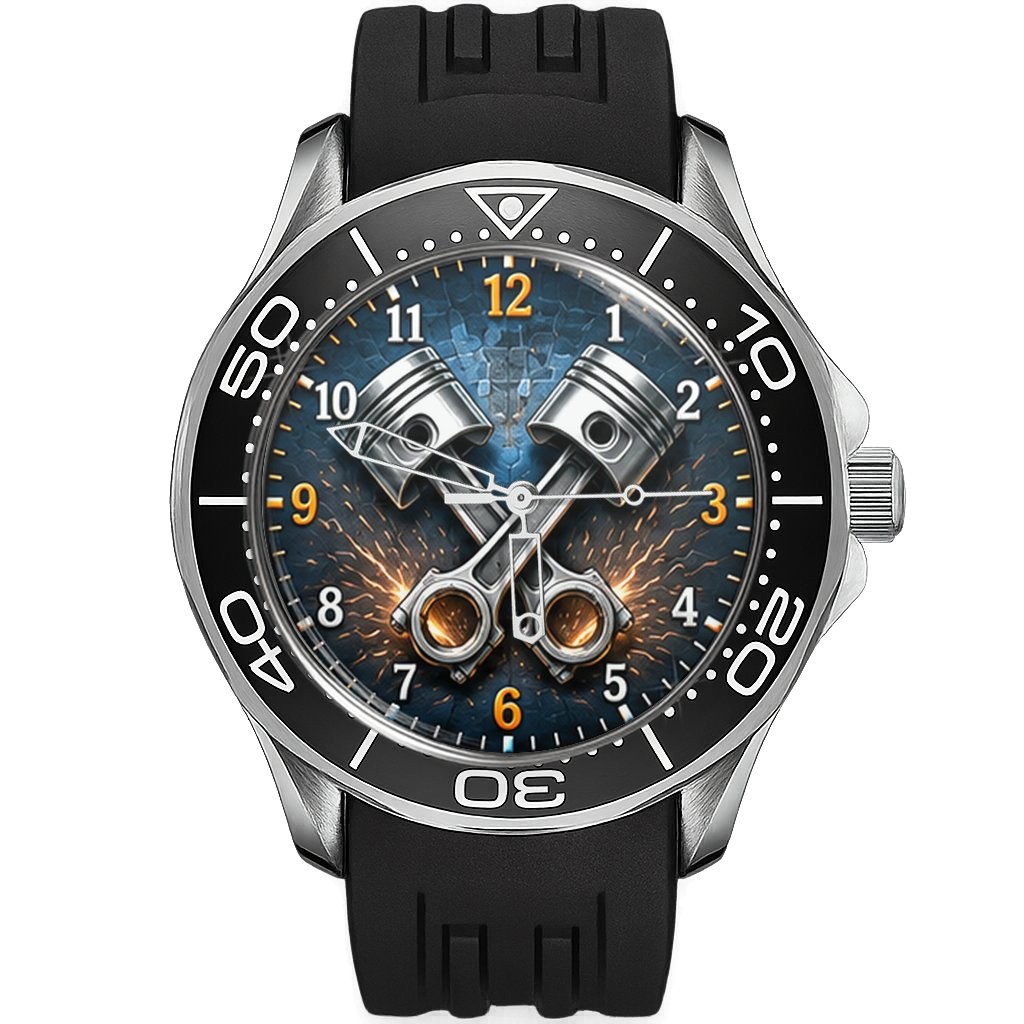 Engine Pistons Artwork Wrist Watch Performance Automotive Design Sport Style