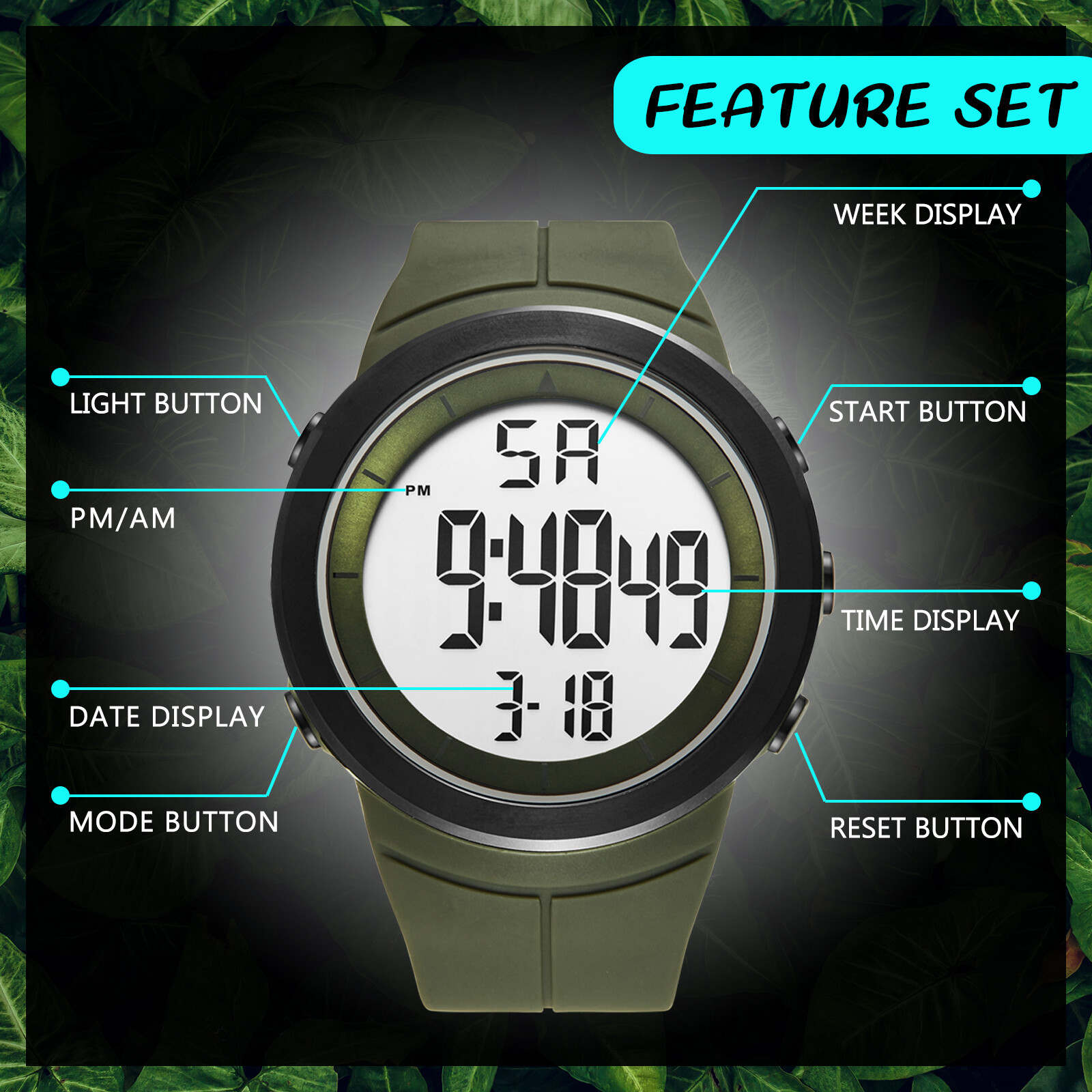 Waterproof Mens Military Large Digital Sports Wrist Watch Tactical LED Backlight