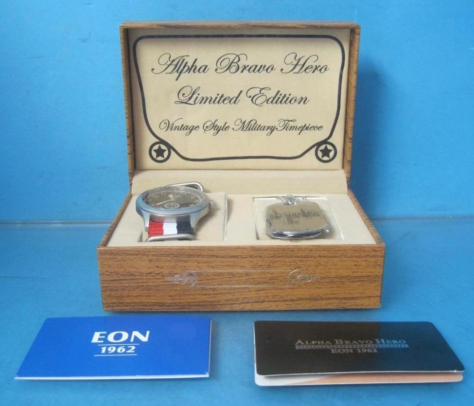MILITARY EON 1962 VINTAGE STYLE SWISS QUARTZ WRISTWATCH ALPHA BRAVO HERO LIMITED