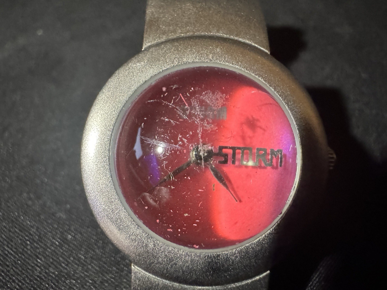 Vintage Storm London Y2K Silver Tone Bubble Watch Pink Dial Quartz, Runs