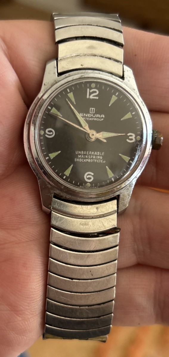 Vintage Endura Men’s Watch Black Dial Military ? Working Swiss Made