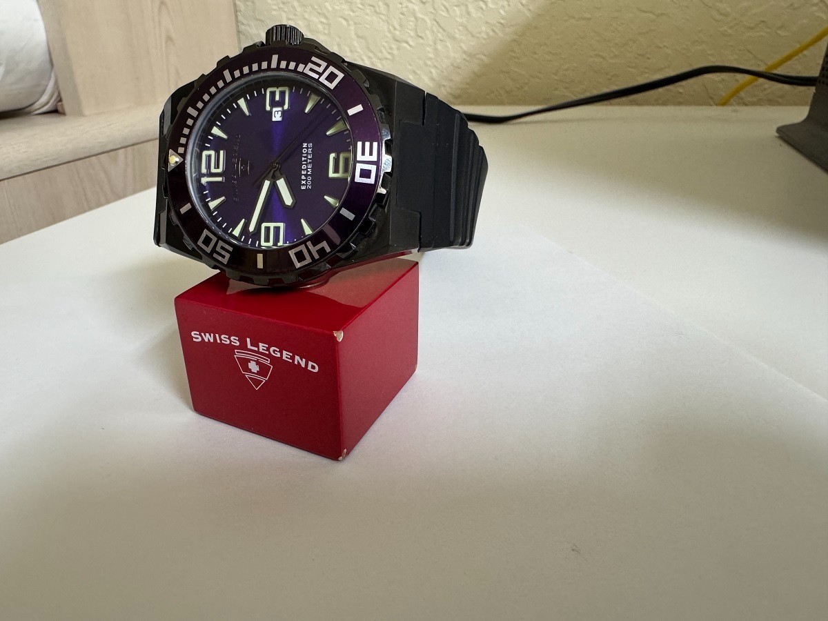 Men’s SWISS LEGEND EXPEDITION SL-10008-BB-011-PB 200M DIVE Purple DIAL WATCH