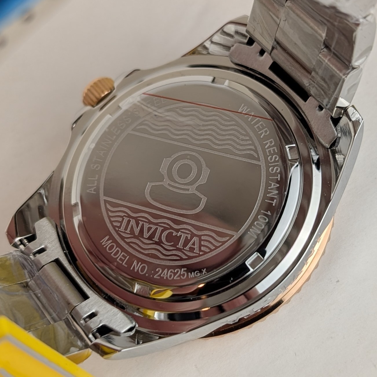 Invicta GRAND DIVER Men’s 47mm Watch Silver Tone Rose Gold Black Dial 24625 NEW