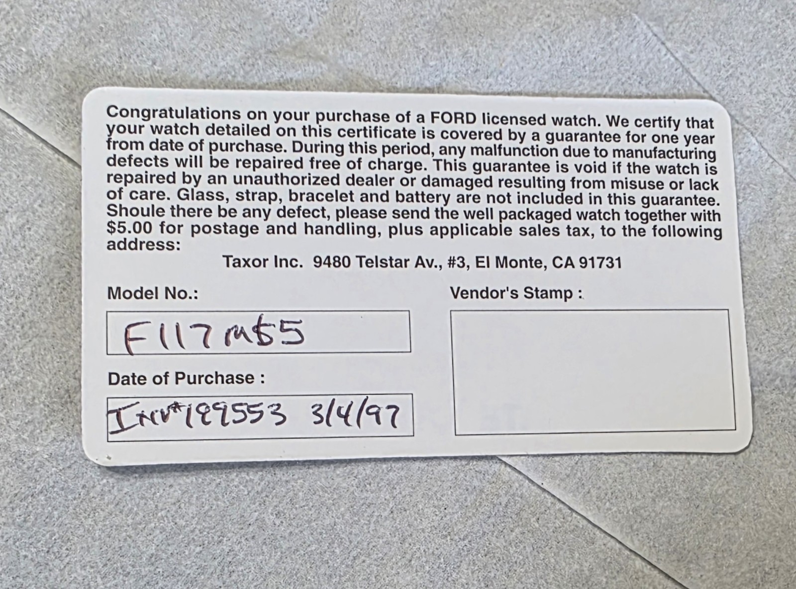 Vtg Rare Triple Animated Ford Mustang Watch F117M S5-3 Rotating Cars-Please READ