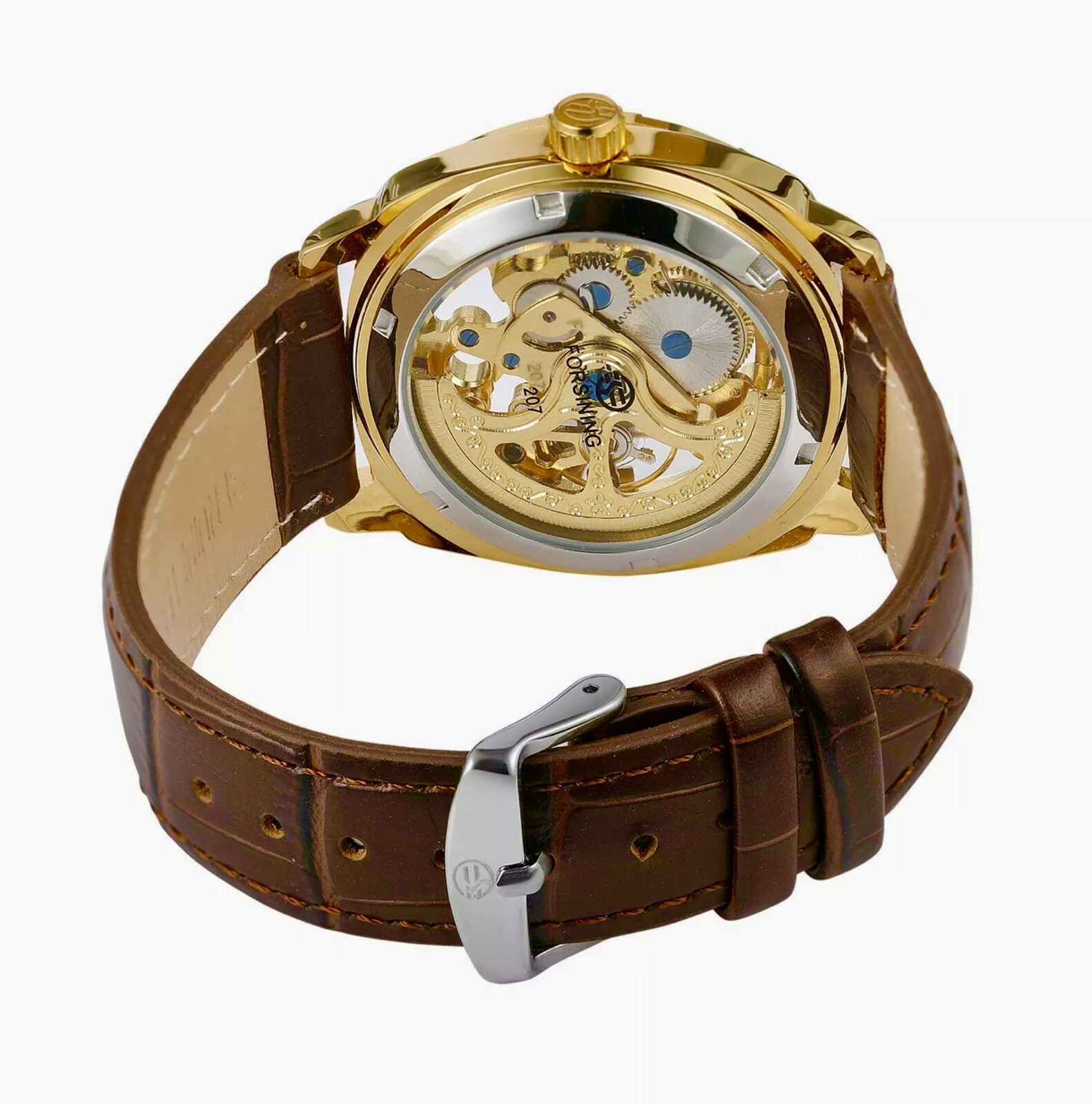 Forsining Mens Skeleton Mechanical Waterproof Luxury Watch Leather Gift Idea