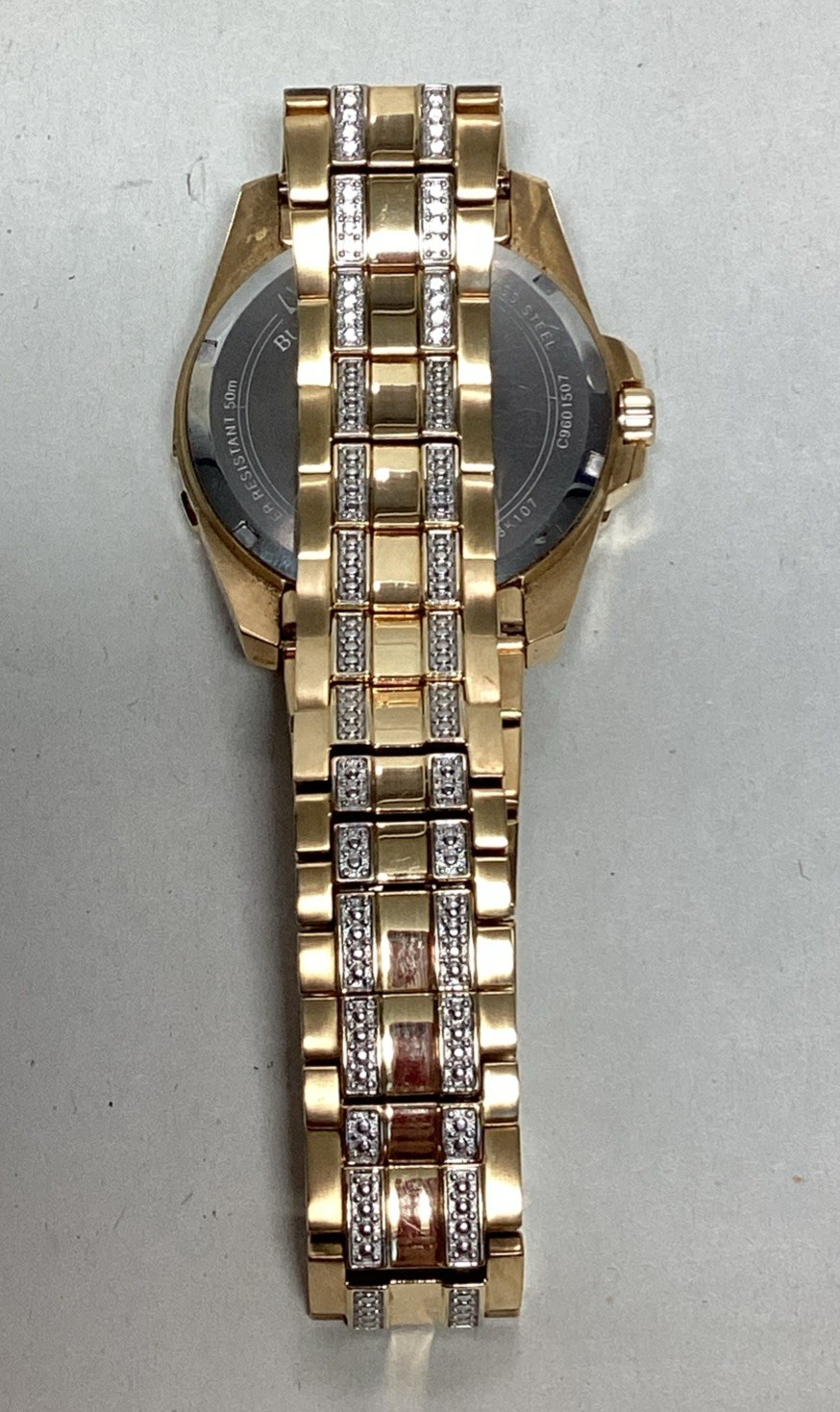 Bulova Men’s Crystal BUL Quartz Gold Stainless Steel Calendar Watch 43 MM 98K107