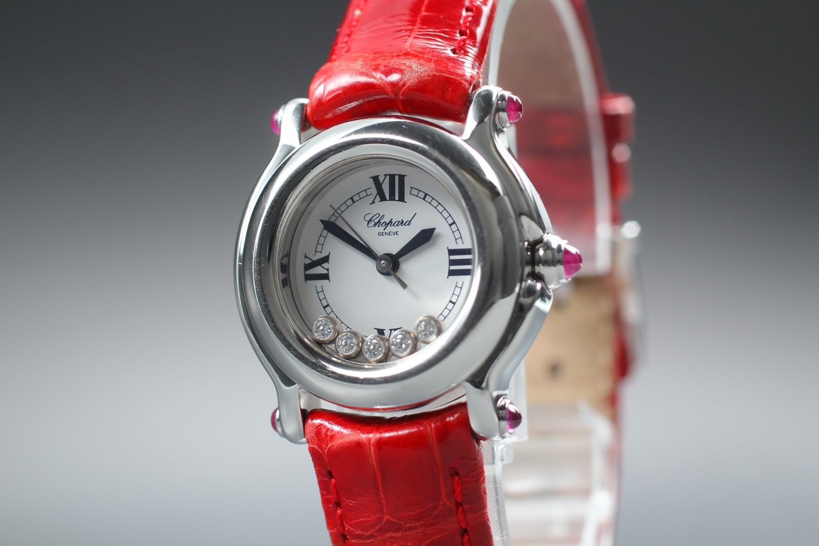 [Exc+5 Box] Chopard Happy Sport 27/8245-21 Red Diamond Quartz Women’s Watch