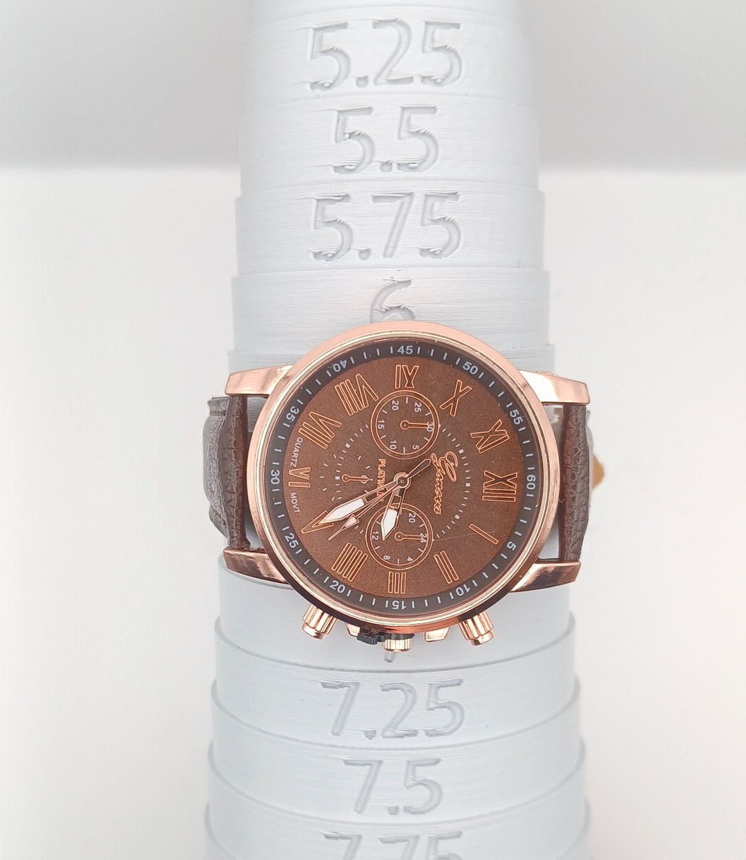 *Brand New* Geneva Platinum Rose-Gold Tone, Brown Faux Leather
