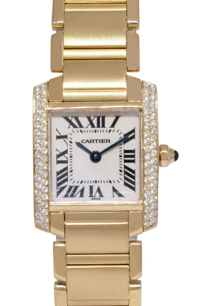Cartier Tank Francaise Small 18k Yellow Gold & Diamond Bezel Ladies Watch 1820