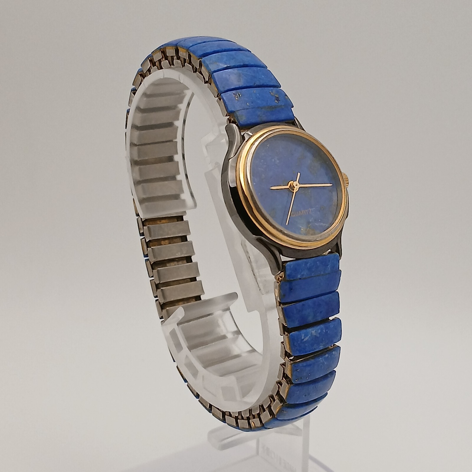 Bear Wan Handmade Quartz Watch Natural Lapis Lazuli Stone Dial Blue Leather