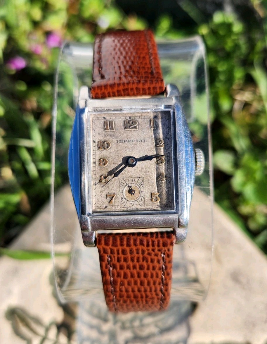 Vtg 1925 Imperial 1035 Art Deco Men’s 27mm Tank Watch AS 780 Mechanical 7J!!!