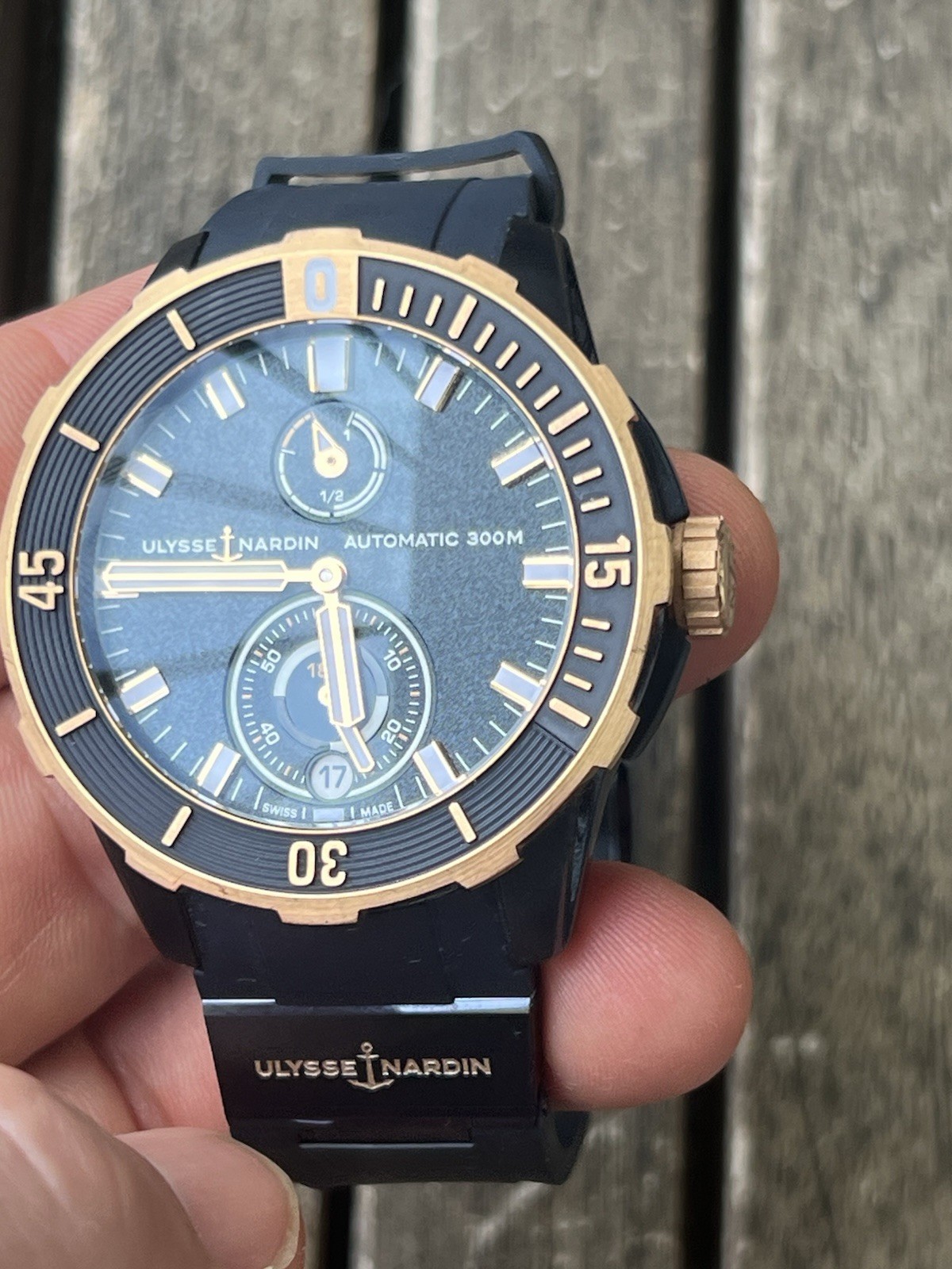 Ulysse Nardin 1185-170 Rose Gold Blue Case Automatic Watch Box Papers Full Set
