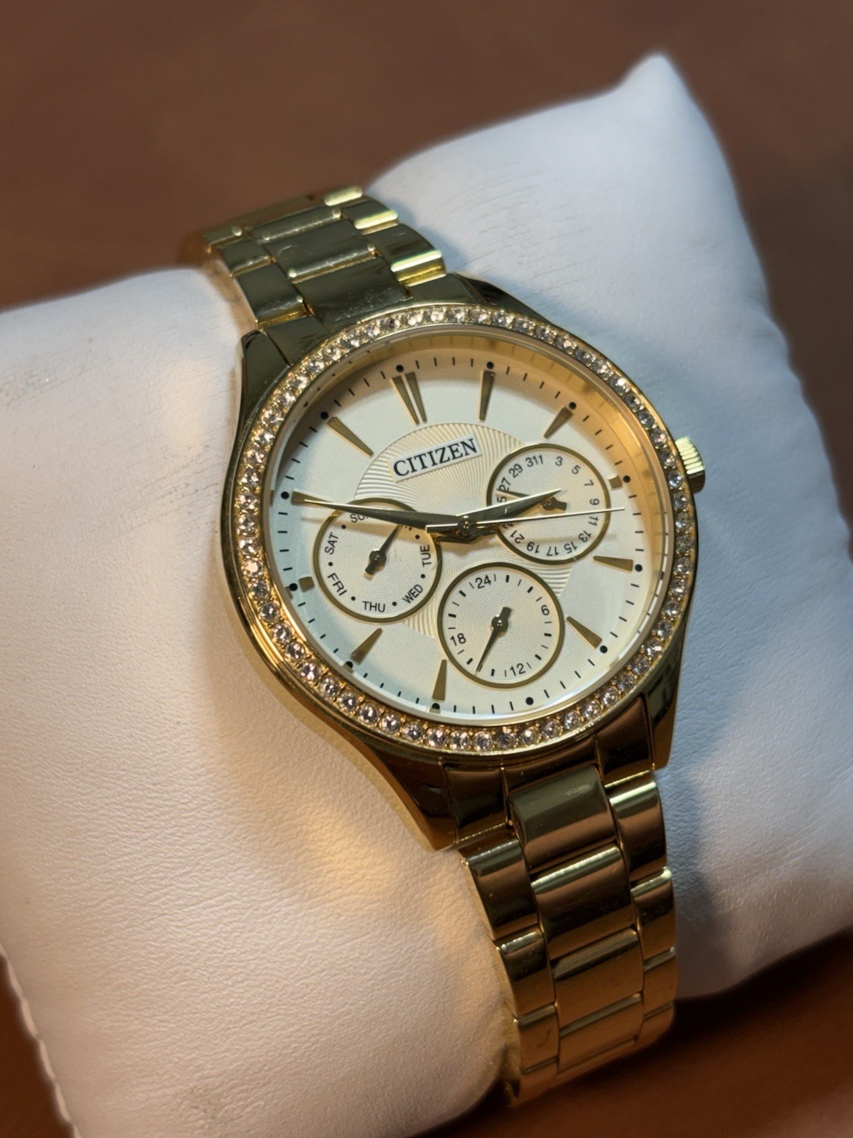 Citizen Ladies Dress Watch Multifunction Dial Gold Tone 36mm Women,5.5”