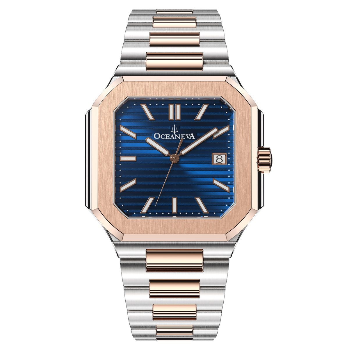 Oceaneva Tenuis Ultra-Thin Automatic Swiss Movement Watch Blue Rose Gold
