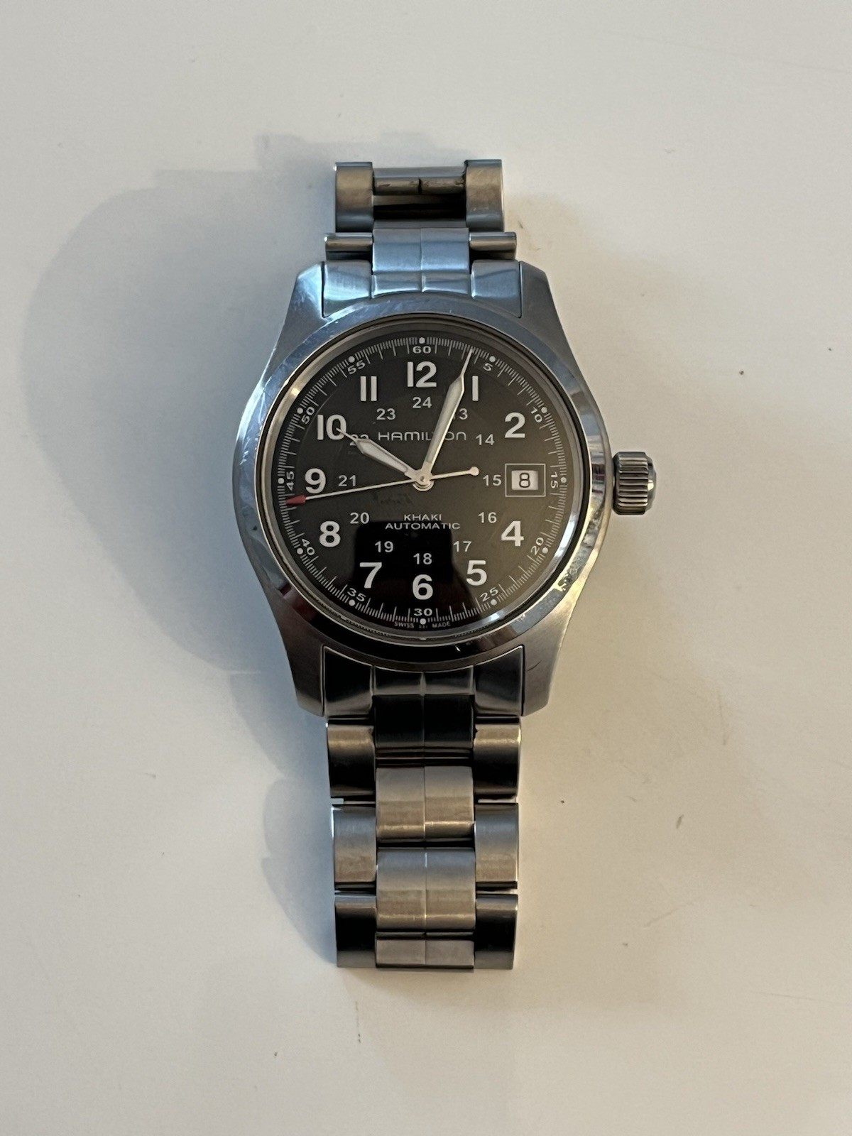 Hamilton Khaki Field 38mm Watch with Silver Stainless Steel Band
