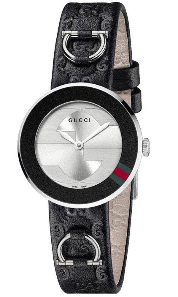 Gucci YA129508 U-Play Black Leather Strap 129.5 Series 27mm Ladies Watch