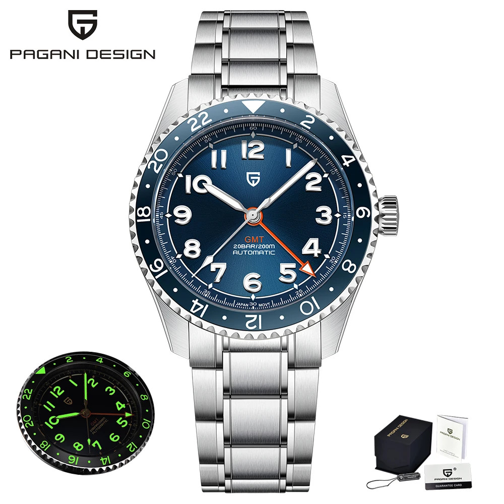 PAGANI DESIGN NH34 GMT Men’s Automatic Mechanical Watch Stainless Steel Sapphir