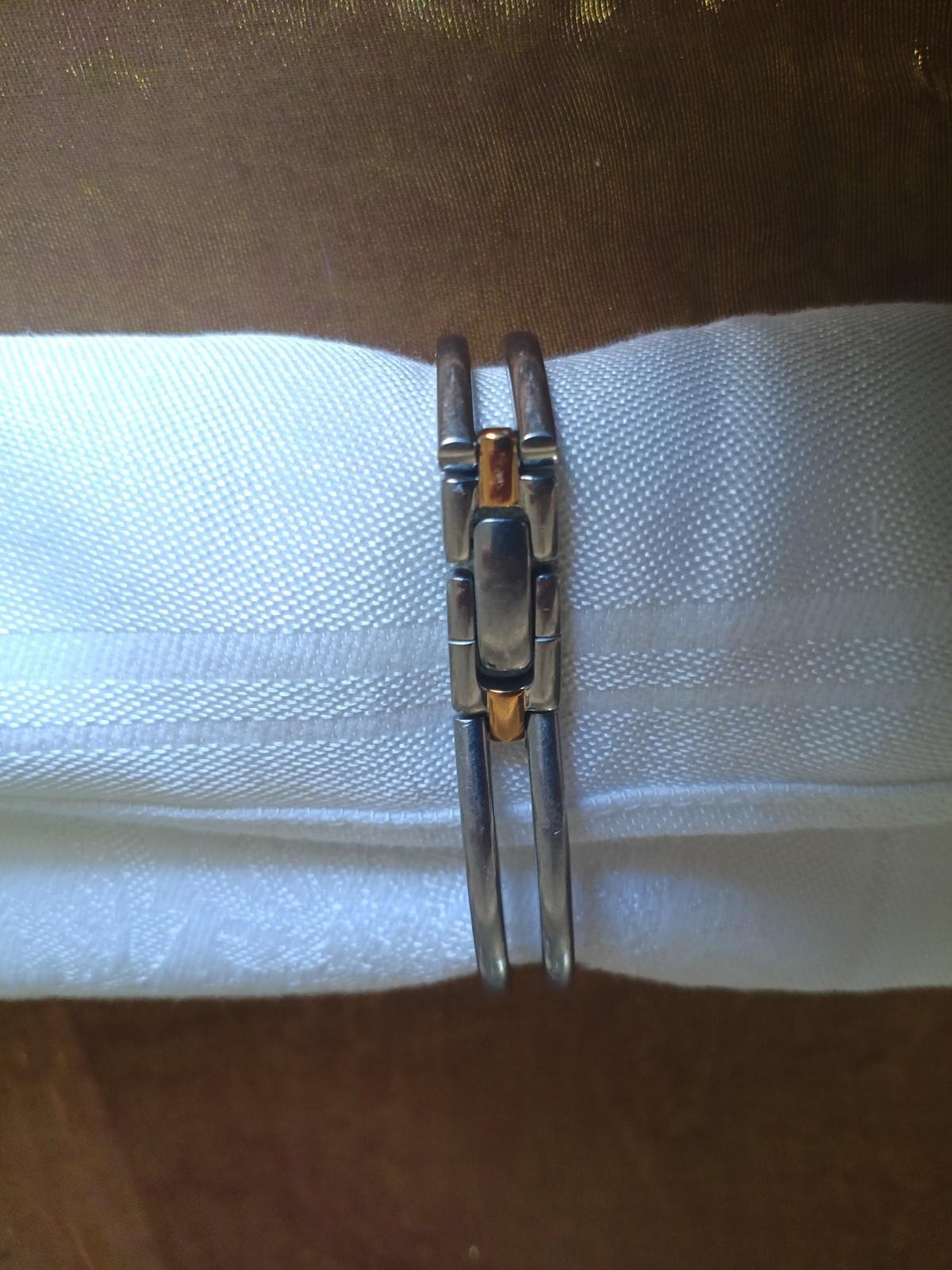 Movado Women’s Silver/Gold Metal Bangle Watch White Dial Mother Of Pearl Ex.