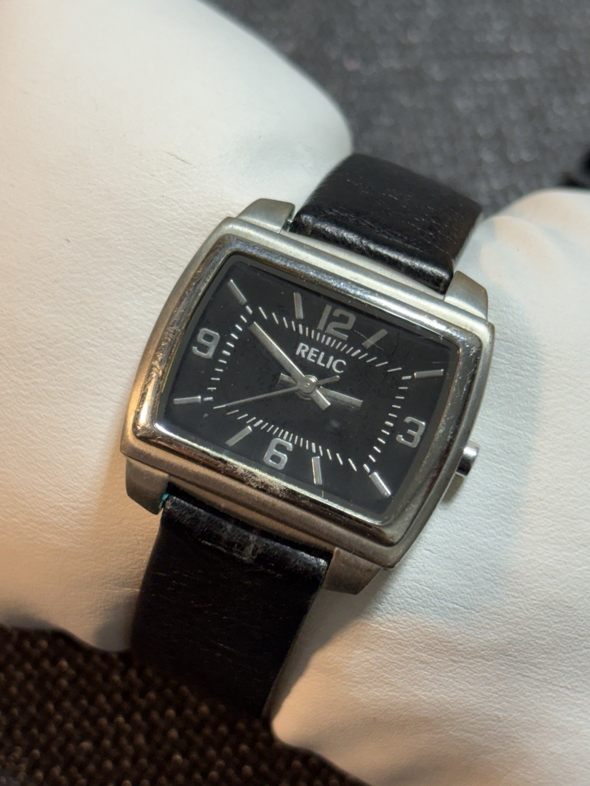 Relic By Fossil Ladies Tonneau Shaped Silver Tone Woman Watch,Untested (Read)