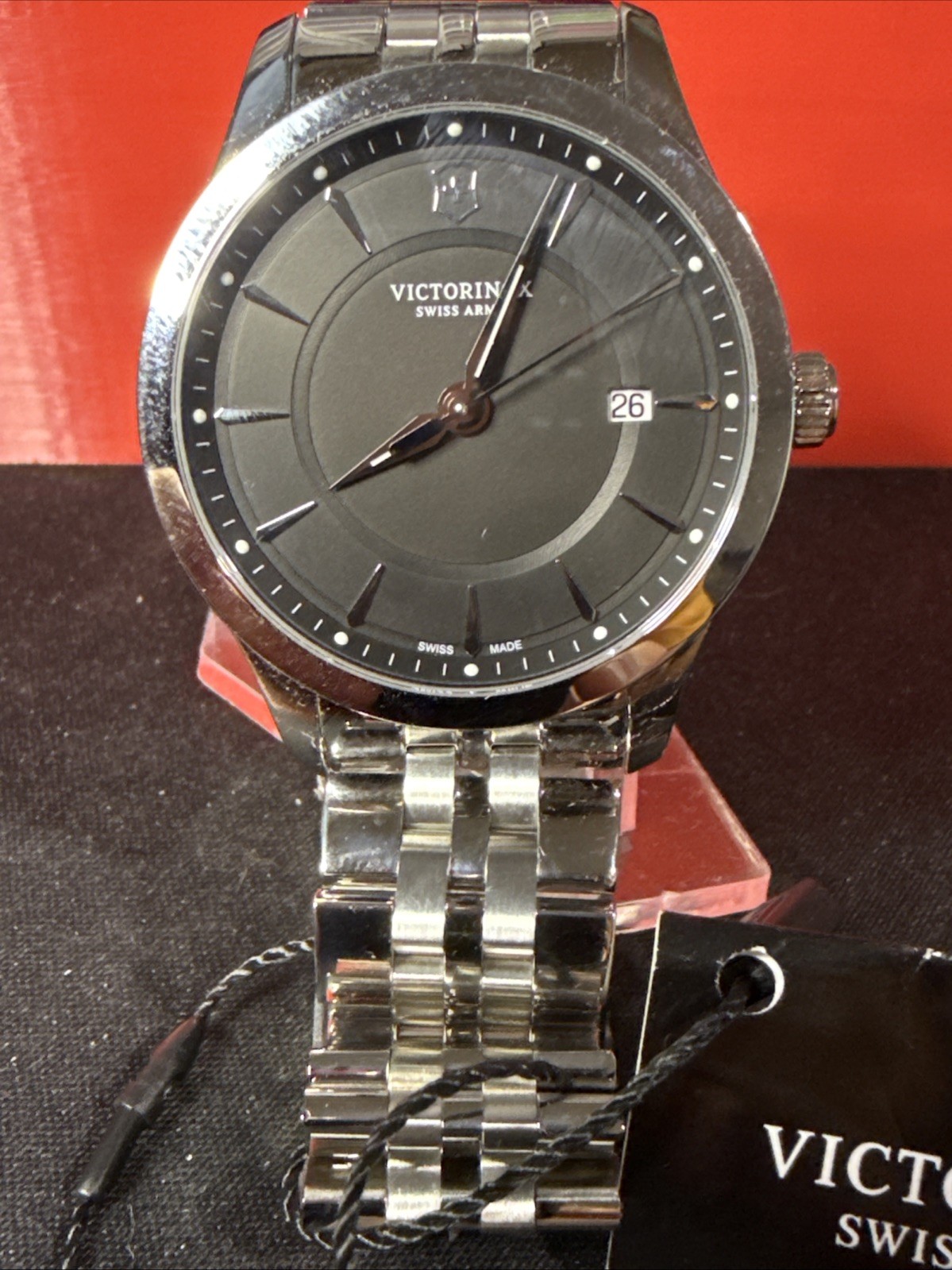 New Victorinox Swiss Army Alliance Quartz Black Dial Steel Men’s Watch