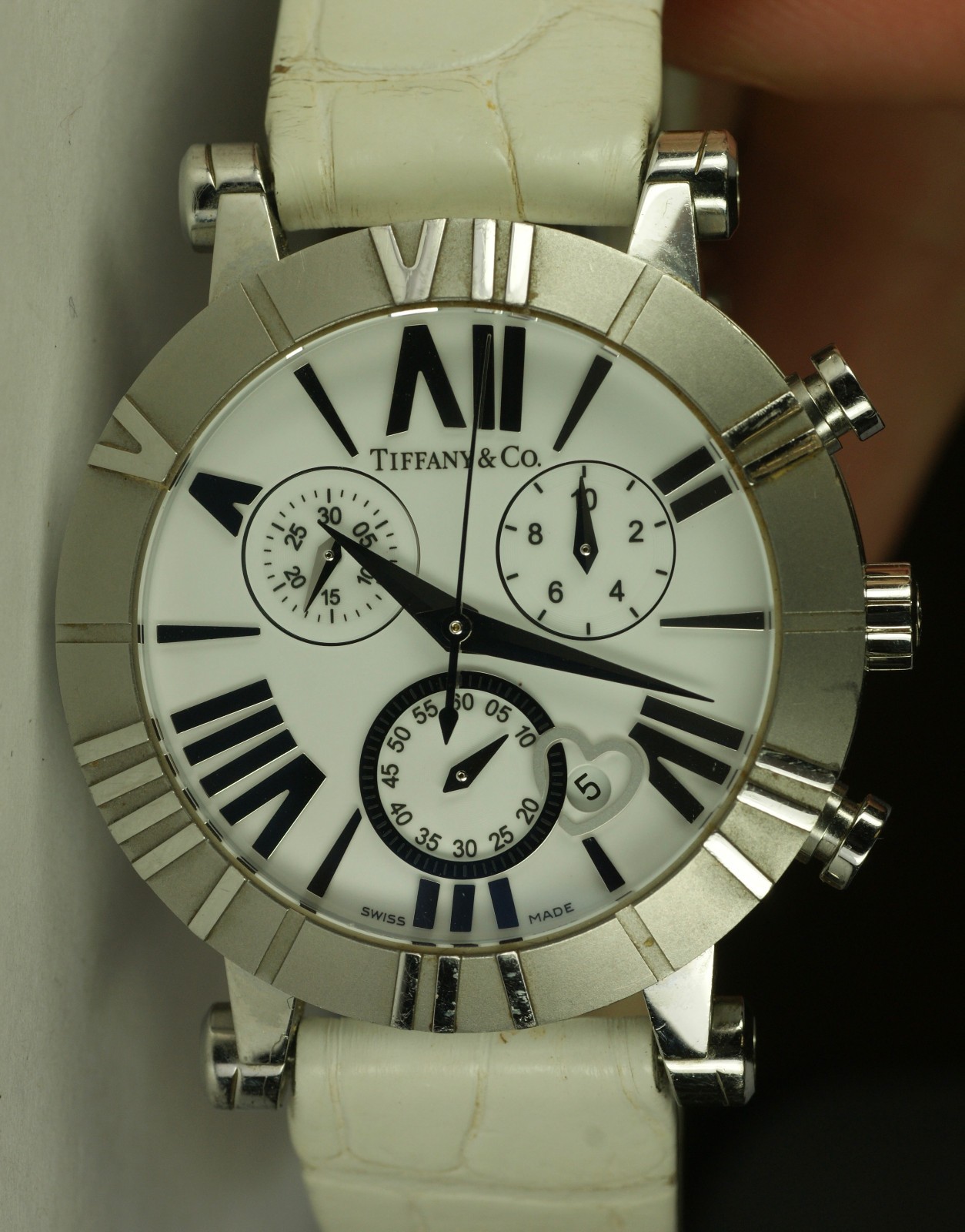 Tiffany & Co. Atlas Chronograph Z1301.32.11A20A71A White Dial Watch USA Seller