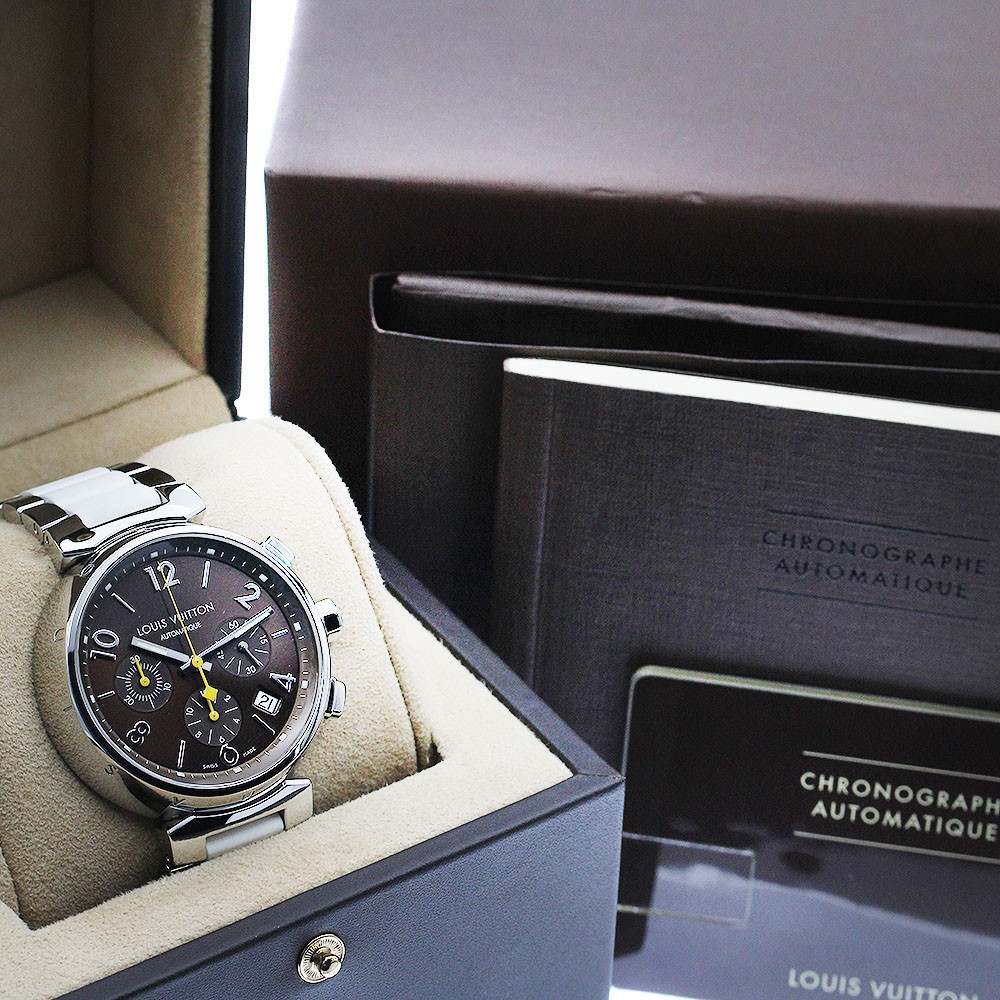 LOUIS VUITTON Tambour Q1121 Chronograph Brown Dial Automatic Men’s Watch_884468