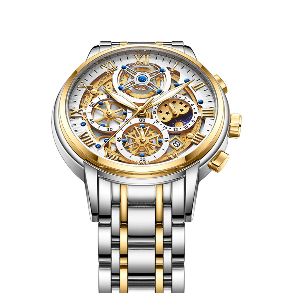 LIGE Men’s Luxury Quartz Watch Stainless Steel Chronograph Calendar Wristwatch