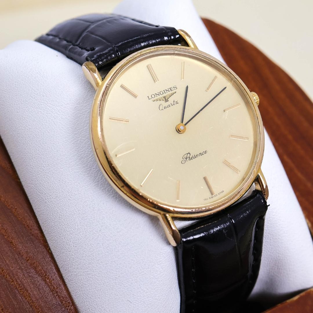 Longines Presence Quartz Gold Dial Dress Watch 32mm Replacement Band