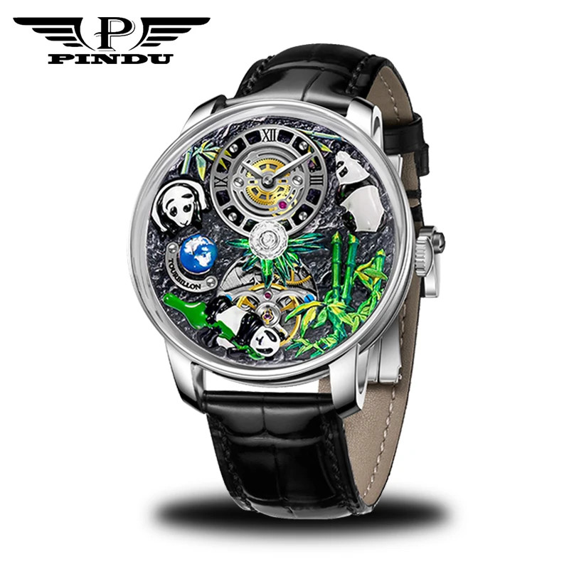 PINDU Panda Series Automatic Mechanical Watch Men Japan NH35 Movement Waterproof