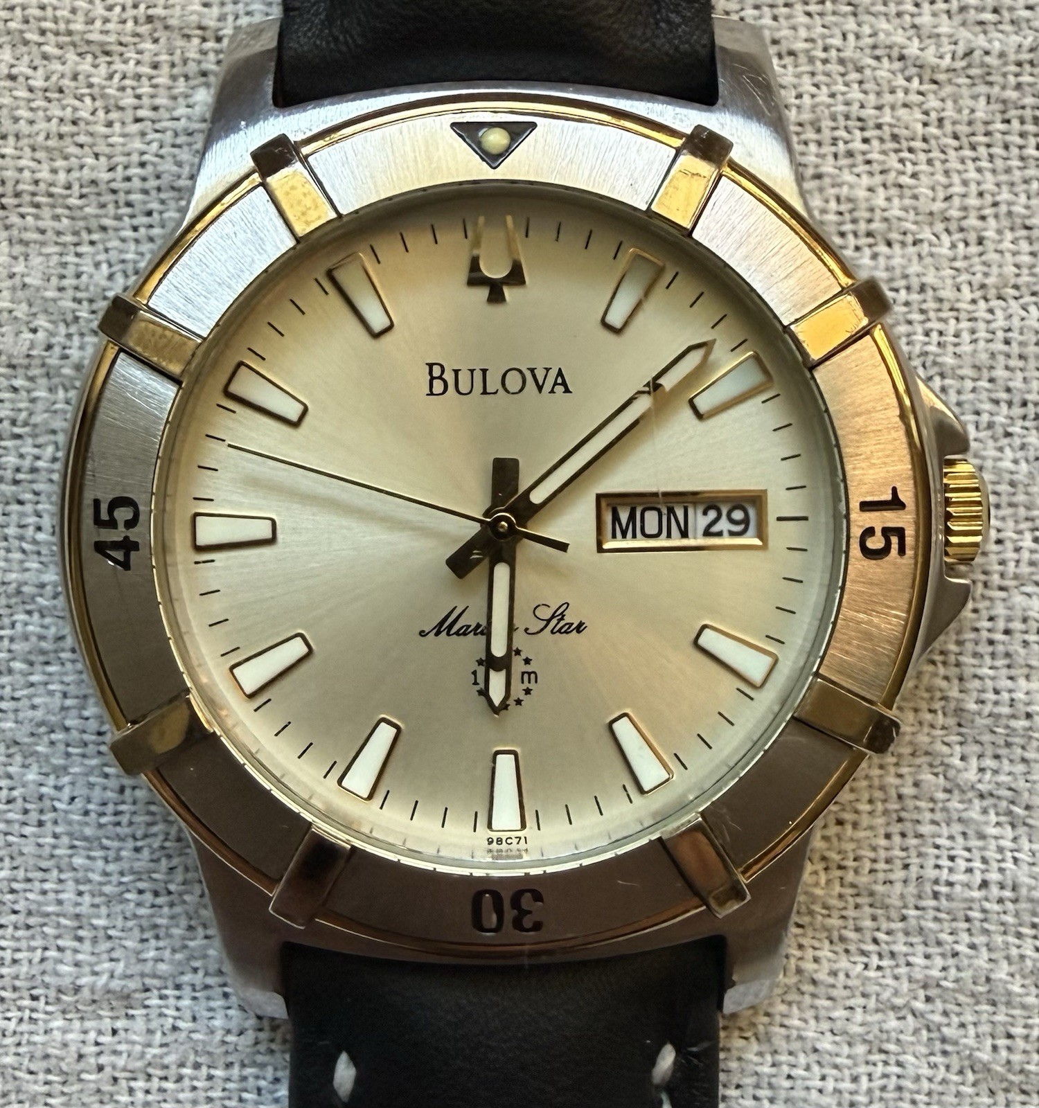 Bulova Marine Star Two-Tone Diver Day-Date Champagne Dial 43mm