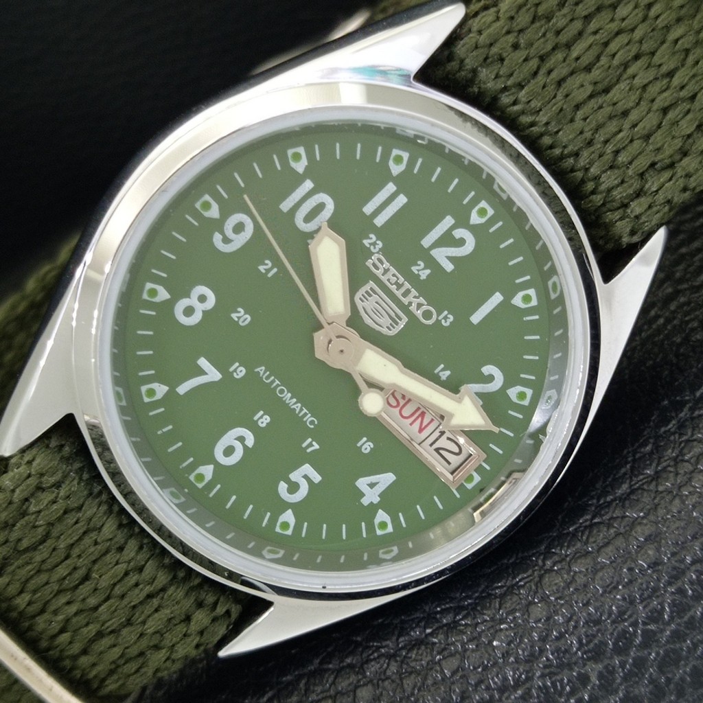 JAPAN VINTAGE REFURBISHED SEIKO 5 AUTOMATIC 6309A MENS GREEN WATCH a441670-4