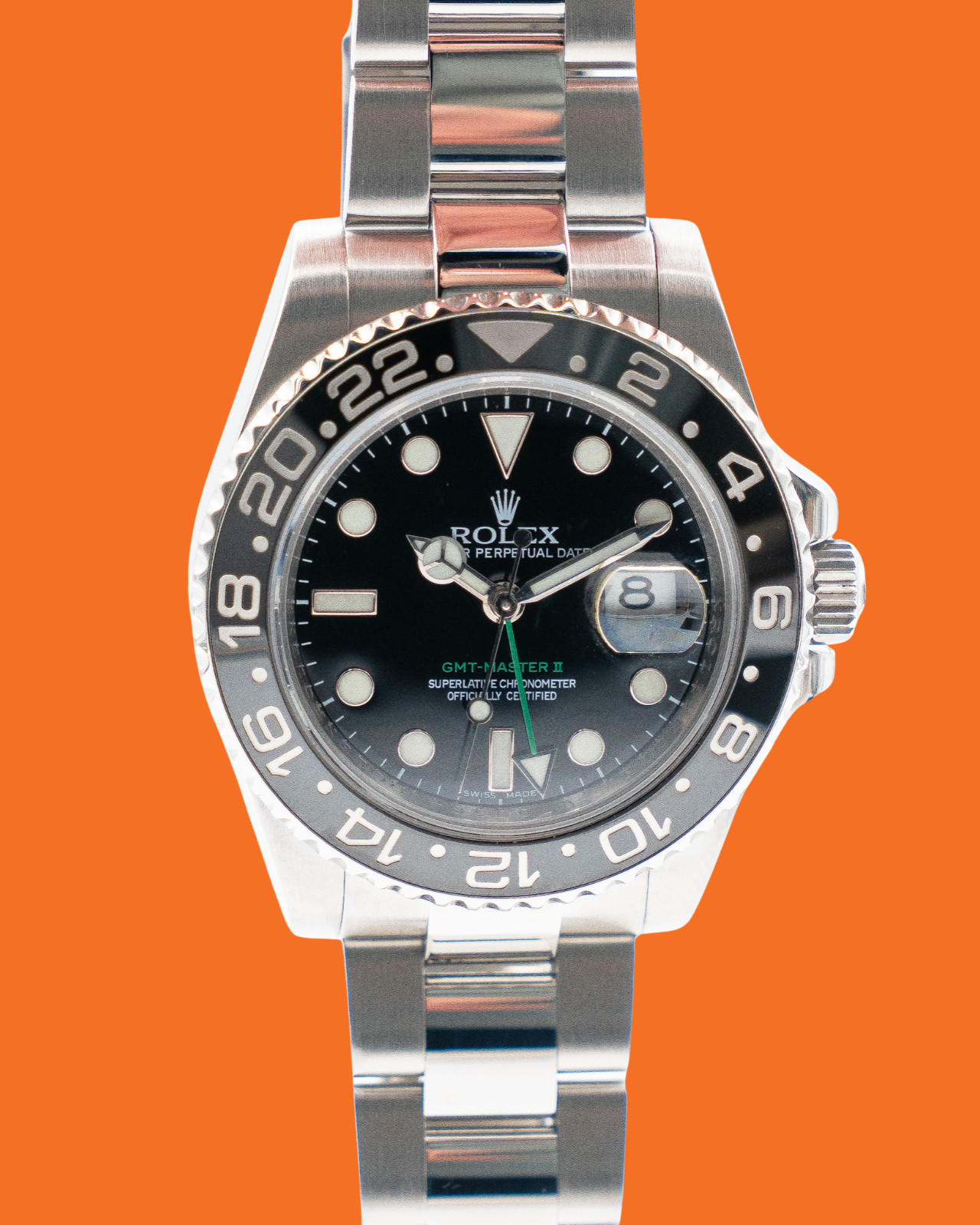 Rolex Steel GMT Master II 40mm 116710LN Black Green Arrow 2010