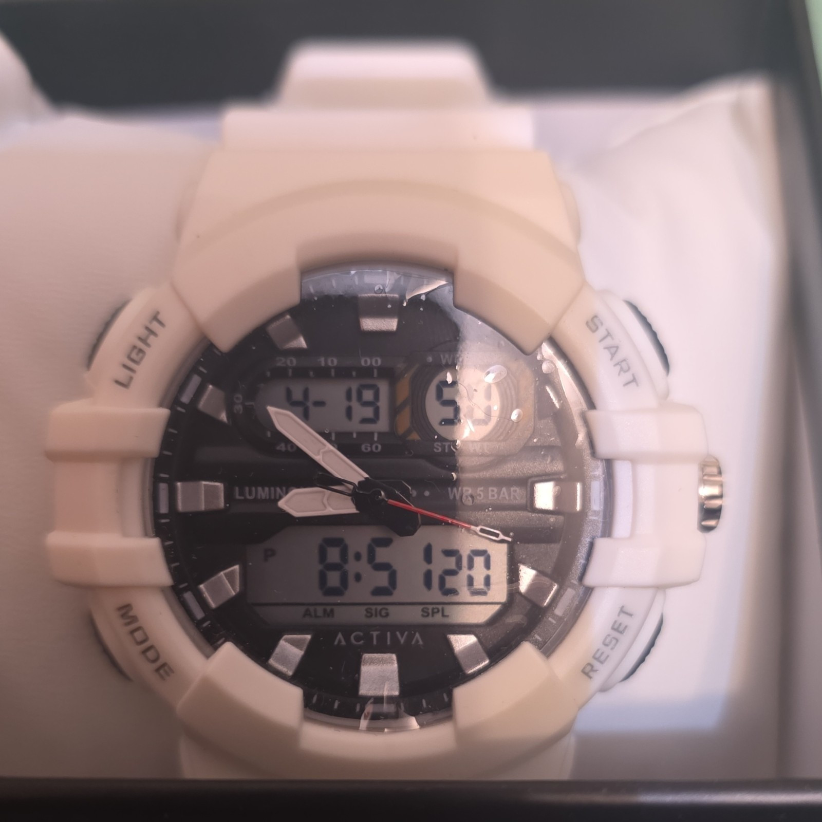 Activa Men’s Sport Analog Digital Quartz White Plastic Dual Time 50m ACW496-002