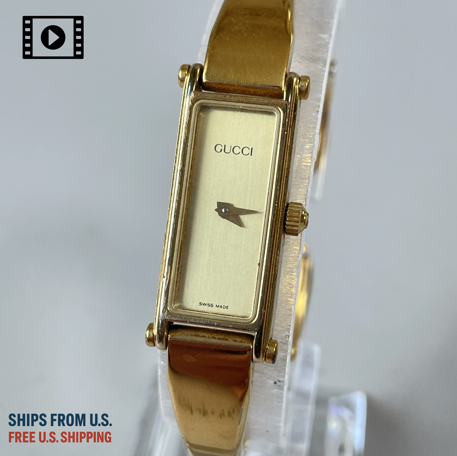 Gucci 1500L Bangle Watch Vintage [US Stock] 12mm Quartz Gold Womens Swiss N.MINT