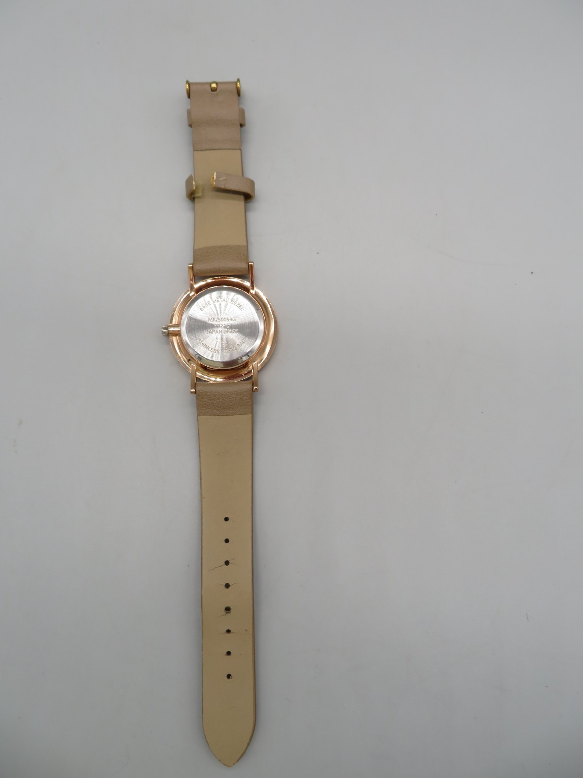 Rose Gold Toned Bezel & Hour Marks Round White Face Watch MR/5005RG New Battery