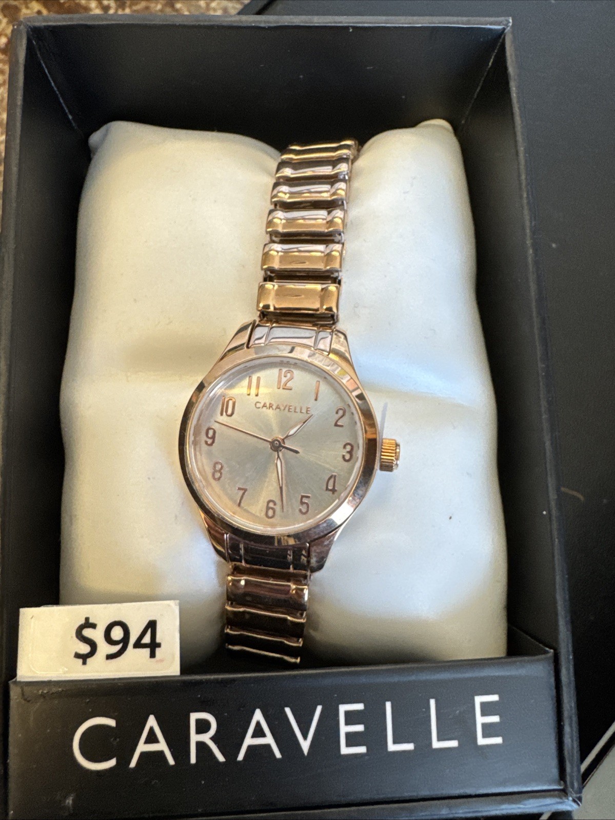 Caravelle Traditional Quartz Two Tone Stainless Steel Ladies Watch 24mm 45L175