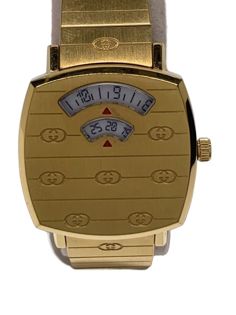 [B1S] Gucci Grip 157.5 White Dial Gold Tone PVD Quartz Unisex Watch [x8s]